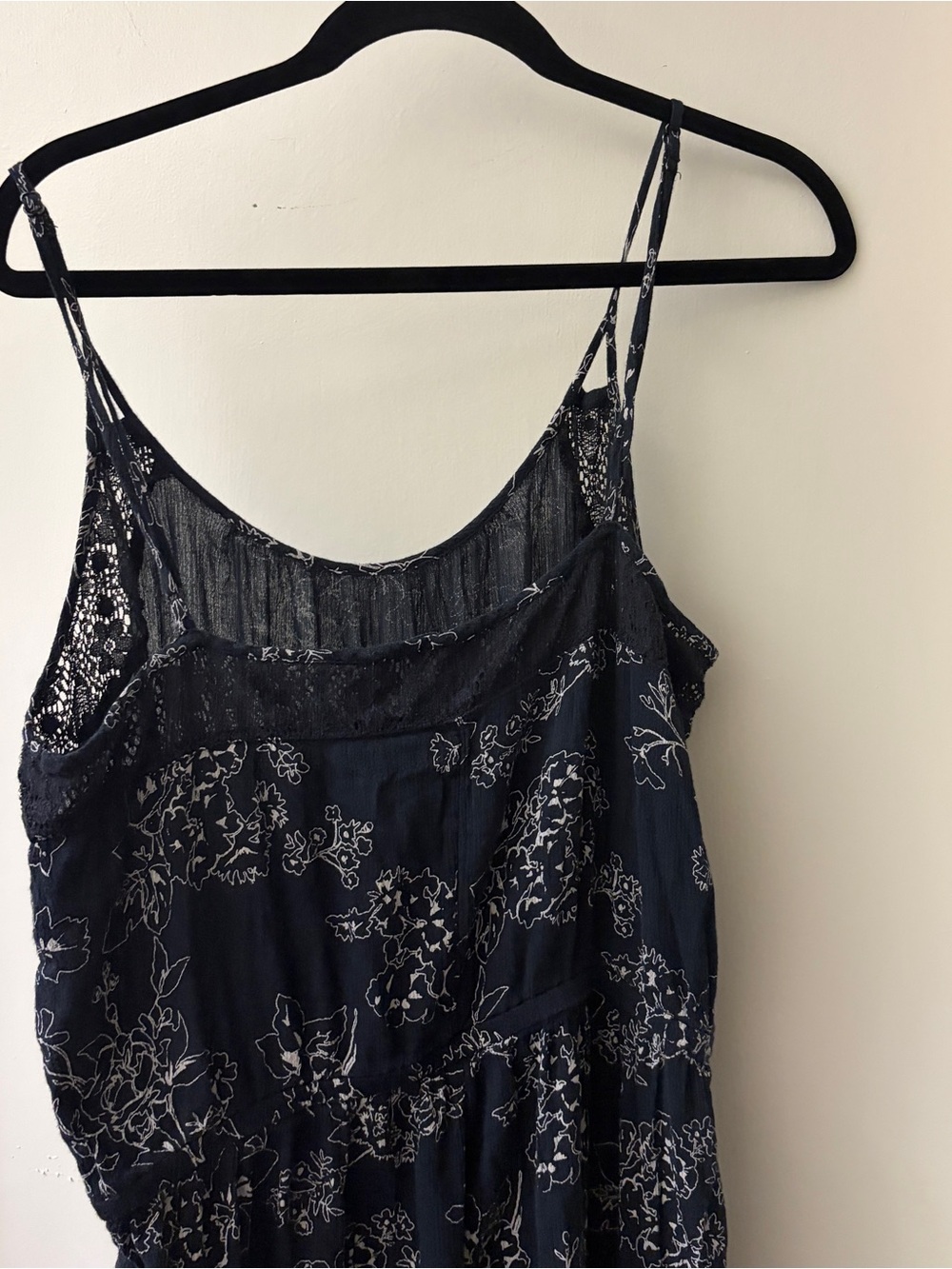 Abercrombie & Fitch Navy Floral Spaghetti-Strap Jumpsuit - Picture 12 of 14